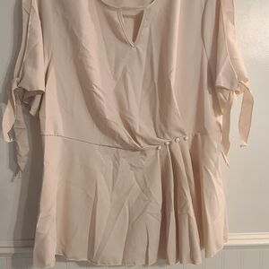 SHEIN Cream Blouse with Pleated Detail